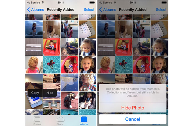 Con IOS 8 puedes ocultar tus fotografías